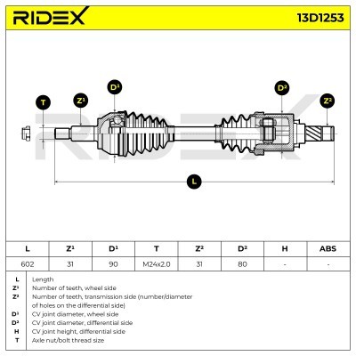 Antriebswelle RIDEX 13D1253 13D1253 - foto 7