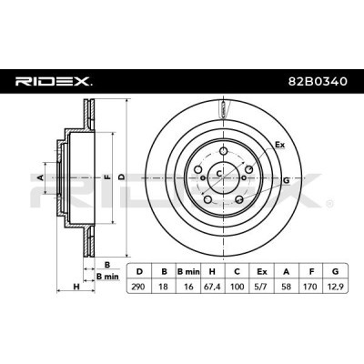 Bremsscheibe RIDEX 82B0340 82B0340 - foto 3