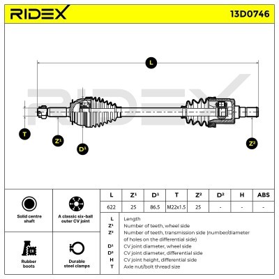 Antriebswelle RIDEX 13D0746 13D0746 - foto 7