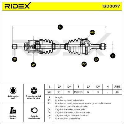Antriebswelle RIDEX 13D0077 13D0077 - foto 7