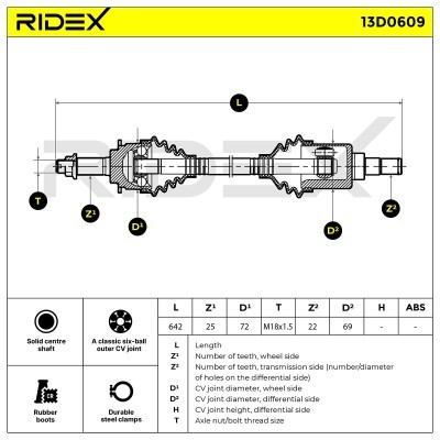 Antriebswelle RIDEX 13D0609 13D0609 - foto 7