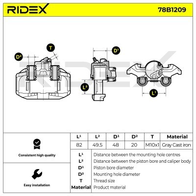 Bremssattel RIDEX 78B1209 78B1209 - foto 5