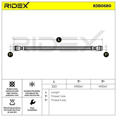 Bremsschlauch RIDEX 83B0680 83B0680 - foto 6