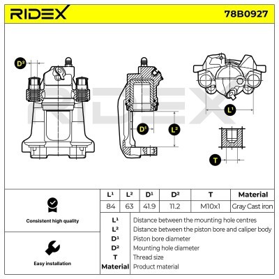 Bremssattel RIDEX 78B0927 78B0927 - foto 3