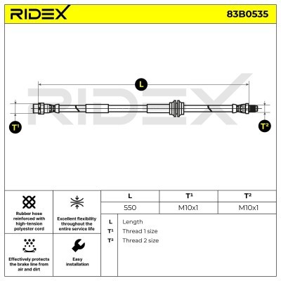 Bremsschlauch RIDEX 83B0535 83B0535 - foto 2