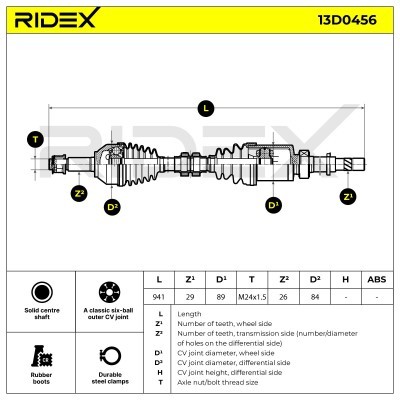 Antriebswelle RIDEX 13D0456 13D0456 - foto 7