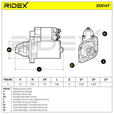 Anlasser RIDEX 2S0147 2S0147 - foto 7