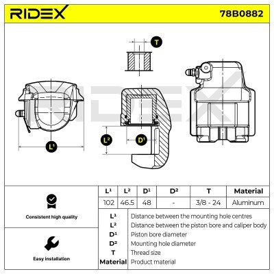 Bremssattel RIDEX 78B0882 78B0882 - foto 3