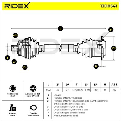 Antriebswelle RIDEX 13D0541 13D0541 - foto 6