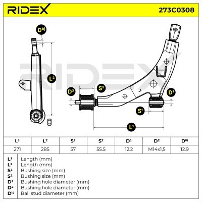 Querlenker RIDEX 273C0308 273C0308 - foto 5