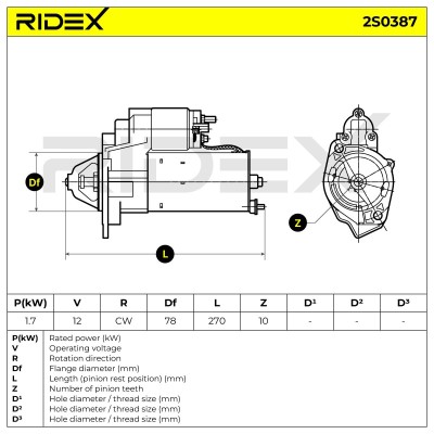 Anlasser RIDEX 2S0387 2S0387 - foto 7