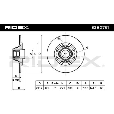 Bremsscheibe RIDEX 82B0761 82B0761 - foto 3