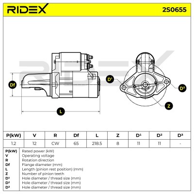 Anlasser RIDEX 2S0655 2S0655 - foto 6