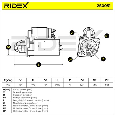 Anlasser RIDEX 2S0051 2S0051 - foto 7