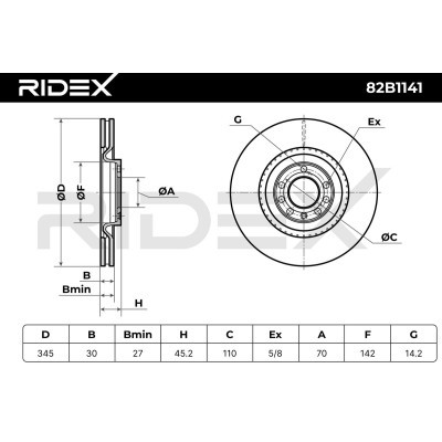 Bremsscheibe RIDEX 82B1141 82B1141 - foto 7
