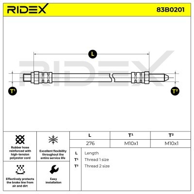 Bremsschlauch RIDEX 83B0201 83B0201 - foto 2