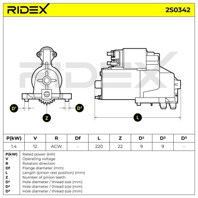 Anlasser RIDEX 2S0342 2S0342 - foto 7