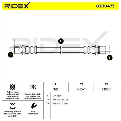 Bremsschlauch RIDEX 83B0473 83B0473 - foto 4