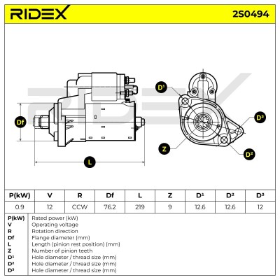 Anlasser RIDEX 2S0494 2S0494 - foto 6