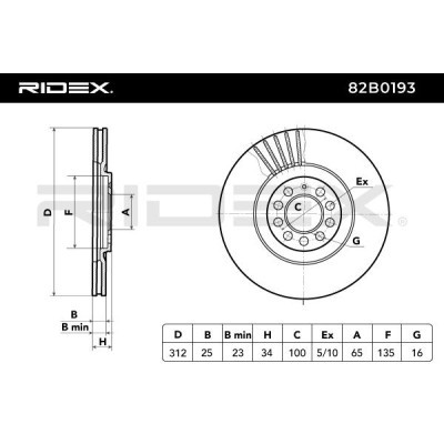 Bremsscheibe RIDEX 82B0193 82B0193 - foto 7