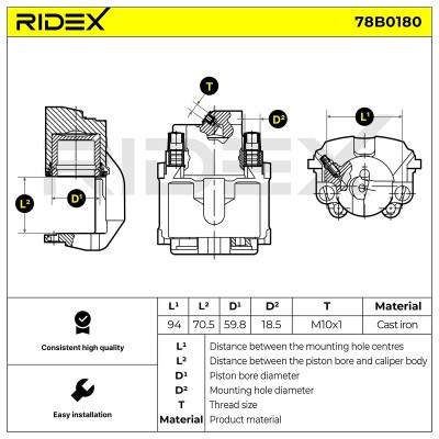 Bremssattel RIDEX 78B0180 78B0180 - foto 5