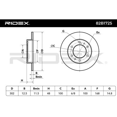 Bremsscheibe RIDEX 82B1725 82B1725 - foto 6