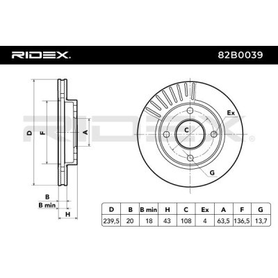 Bremsscheibe RIDEX 82B0039 82B0039 - foto 8