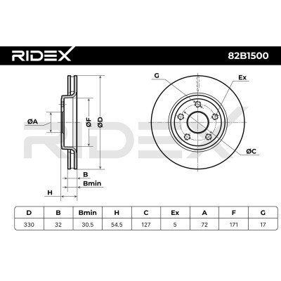 Bremsscheibe RIDEX 82B1500 82B1500 - foto 7