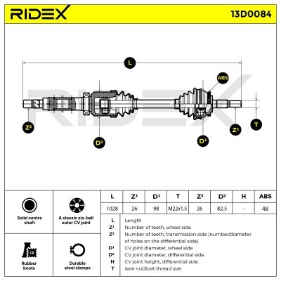 Antriebswelle RIDEX 13D0084 13D0084 - foto 5