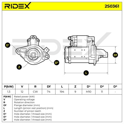 Anlasser RIDEX 2S0361 2S0361 - foto 6