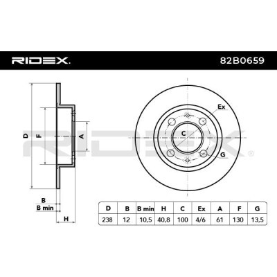 Bremsscheibe RIDEX 82B0659 82B0659 - foto 4