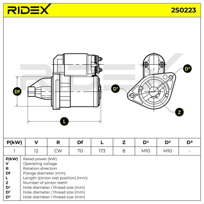 Anlasser RIDEX 2S0223 2S0223 - foto 7