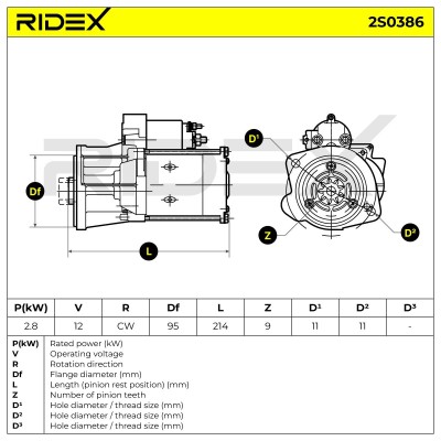 Anlasser RIDEX 2S0386 2S0386 - foto 7