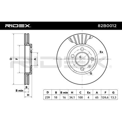 Bremsscheibe RIDEX 82B0012 82B0012 - foto 6
