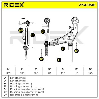 Querlenker RIDEX 273C0516 273C0516 - foto 6