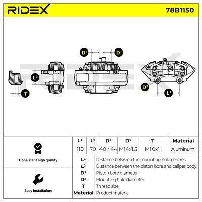 Bremssattel RIDEX 78B1150 78B1150 - foto 6
