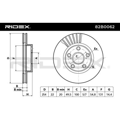 Bremsscheibe RIDEX 82B0062 82B0062 - foto 6