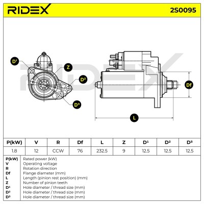 Anlasser RIDEX 2S0095 2S0095 - foto 7