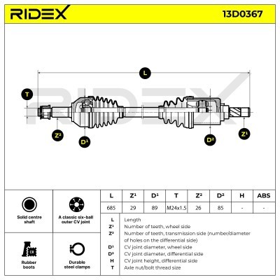 Antriebswelle RIDEX 13D0367 13D0367 - foto 7
