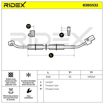 Bremsschlauch RIDEX 83B0532 83B0532 - foto 6