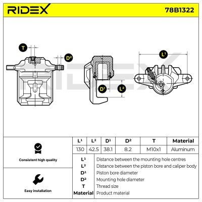 Bremssattel RIDEX 78B1322 78B1322 - foto 8