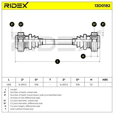Antriebswelle RIDEX 13D0182 13D0182 - foto 8