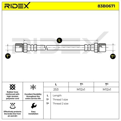 Bremsschlauch RIDEX 83B0671 83B0671 - foto 2