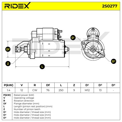 Anlasser RIDEX 2S0277 2S0277 - foto 6