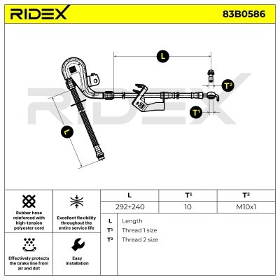 Bremsschlauch RIDEX 83B0586 83B0586 - foto 7