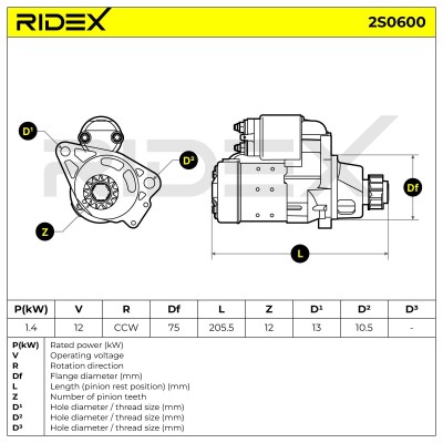 Anlasser RIDEX 2S0600 2S0600 - foto 7