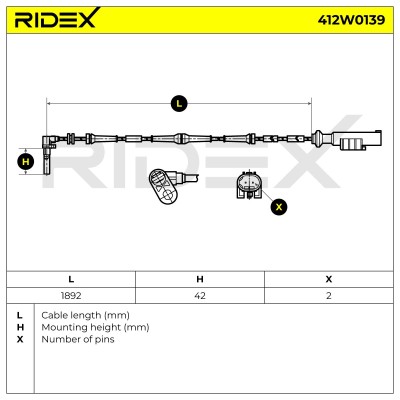 ABS Sensor RIDEX 412W0139 412W0139 - foto 5