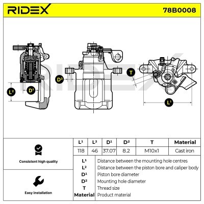 Bremssattel RIDEX 78B0008 78B0008 - foto 5