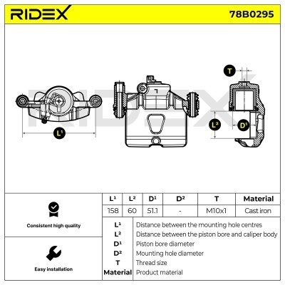 Bremssattel RIDEX 78B0295 78B0295 - foto 5