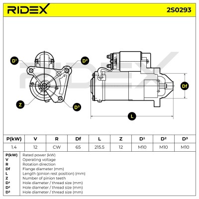 Anlasser RIDEX 2S0293 2S0293 - foto 7